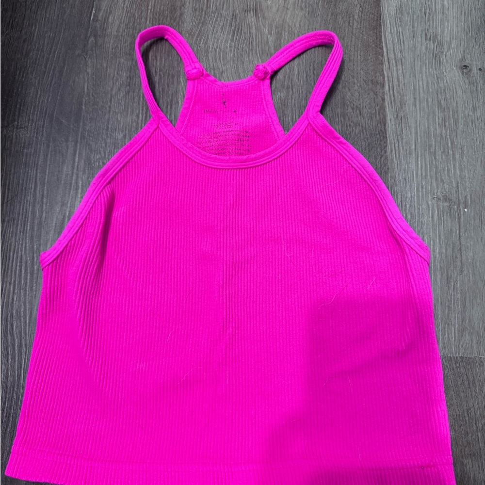 FP Movement by Free People Hot Pink happiness runs ribbed tank bralette size M/L - Picture 2 of 3